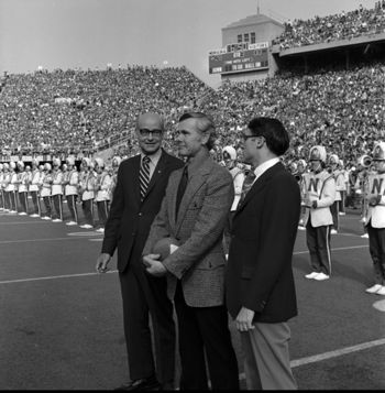 Johnny Carson and Durwood Varner at the 1971 Homecoming Football Game 
