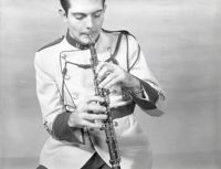 Cornhusker band member playing oboe