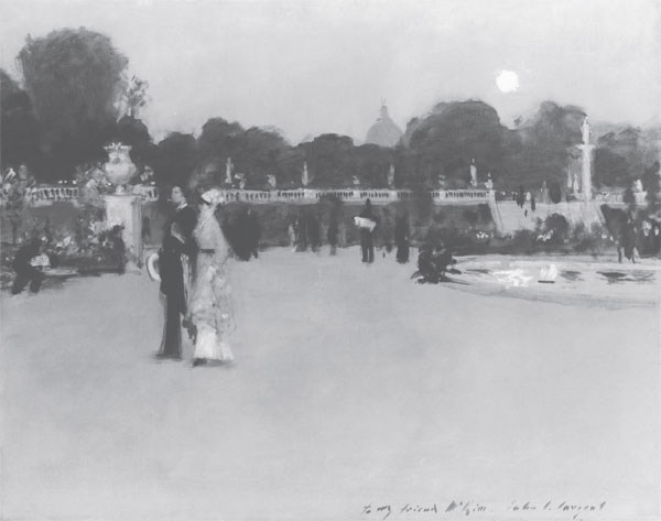 Painting of Luxembourg Gardens at Twilight.