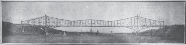 Painting of proposed Quebec Bridge.