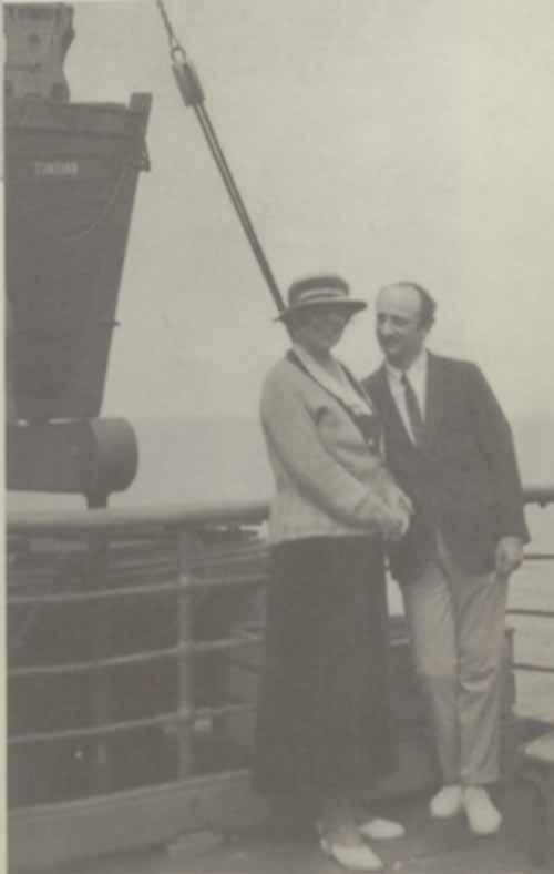 Photo of Isabelle McClung Hambourg and Jan Hambourg aboard the ss Tunisian, c. 1922.