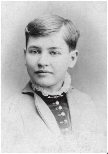 Bust-length studio portrait of Willa Cather at age thirteen.