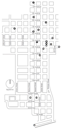 Map of Red Cloud, NE, circa 1885 to 1890.