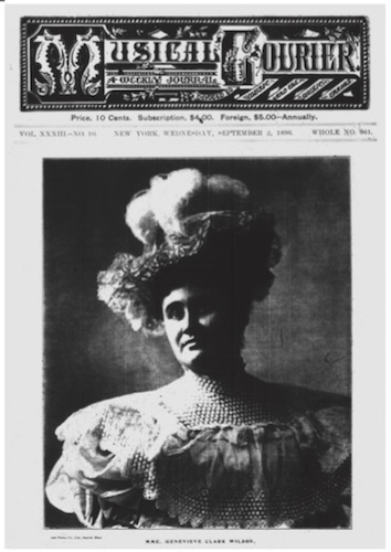 September 4, 1896 cover of Musical Courier featuring bust-length studio portrait of Genevieve Clark Wilson.