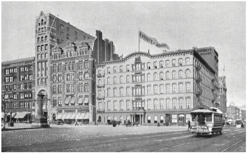 Photograph of the Everett House in New York City in 1895.