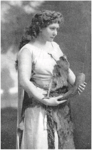 Studio portrait of Olive Fremstad in costume for Richard Wagner's Die Walküre.