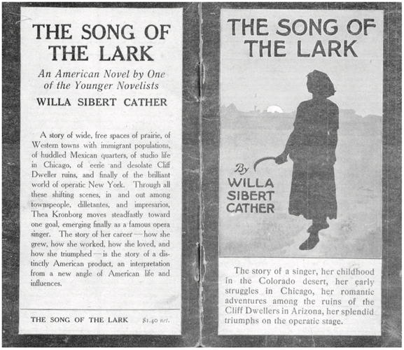 Image of the cover of Houghton Mifflin's 1915 promotional booklet for Willa Cather's The Song of the Lark.