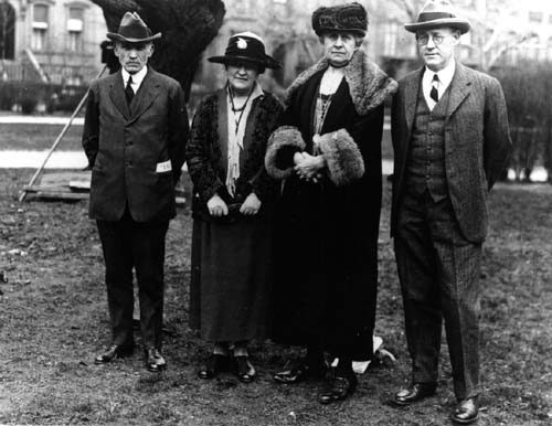 A photograph taken in New York City, 1924, left to right: S. S. McClure, Willa Cather, Ida Tarbell, and Will Irvin. Courtesy Lilly Library, Indiana University, Bloomington
