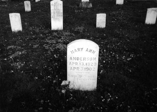 Photograp of the Mary Ann Anderson gravesite, Bethel Church graveyard, Trone, Virginia. Photo by the author.