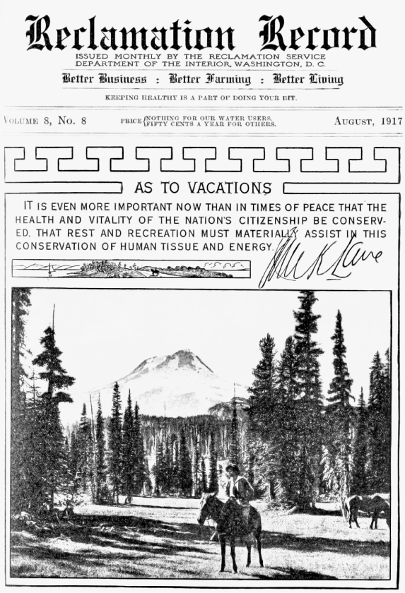 Readers of the Reclamation Record were urged to fulfill their role in the war effort by keeping healthy through recreation.