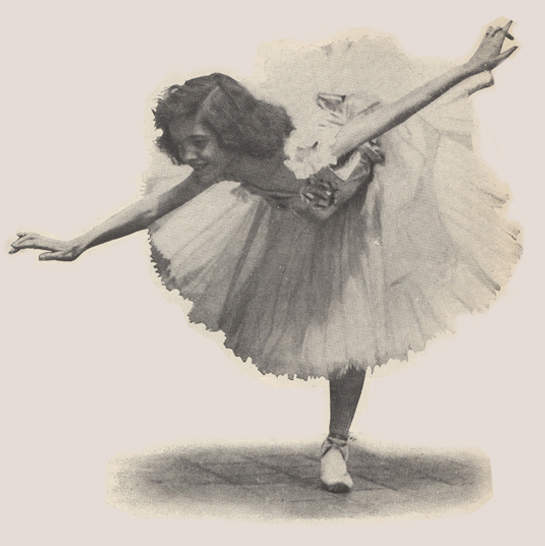Female ballet dancer standing on one leg with her other leg out behind her and her arms stretched straight out to the side.