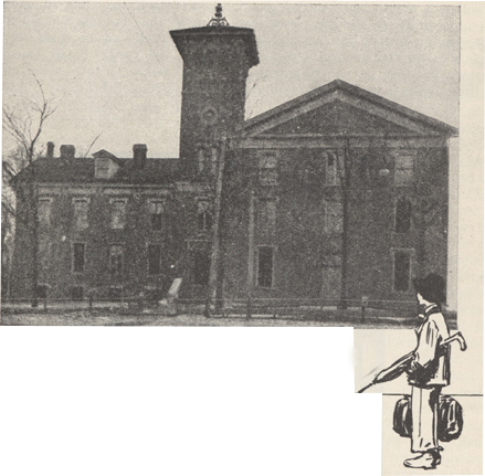 photograph of Valparaiso University and sketch of young boy