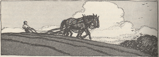 sketch of man with plow