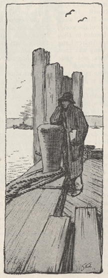 Sketch of man on dock