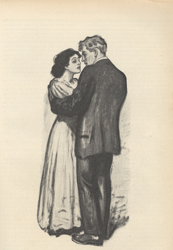 Drawing of a man and woman dancing with each other.