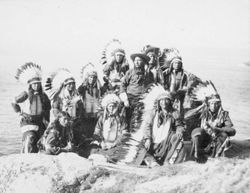 Native Americans from Buffalo Bill's Wild West at Lands End, England