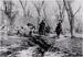 William F. Cody and Charles Aldrich ride with pack horses at the TE Ranch