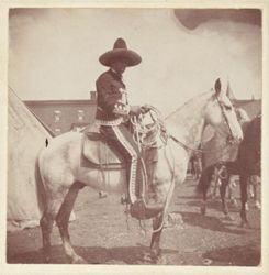 Mexican vaquero mounted on a horse