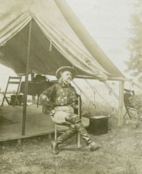 William F. Cody in front of his tent, Buffalo Bill's Wild West