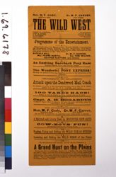 The Wild West Programme of the Entertainment (broadside for Cody and Carver)